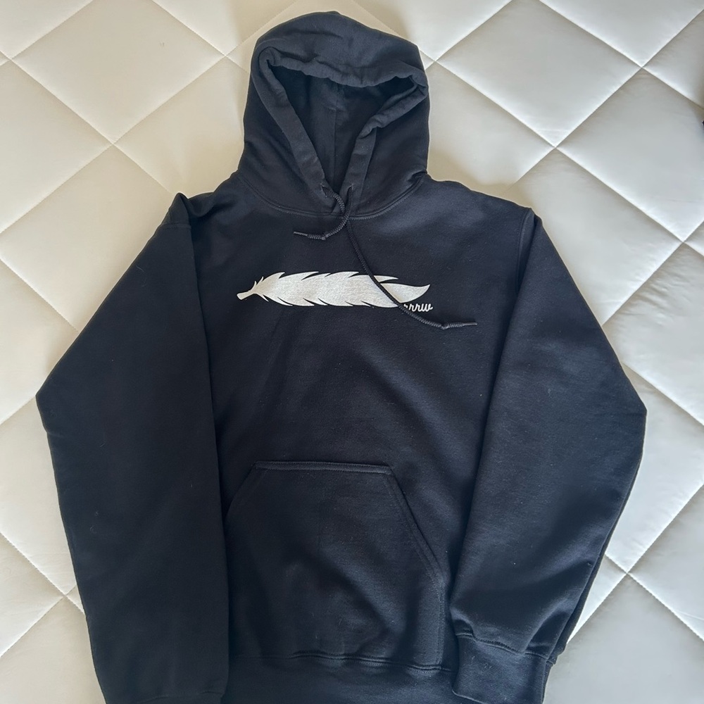 Rankest Ranchwear Black Hoodie with White Feather Graphic